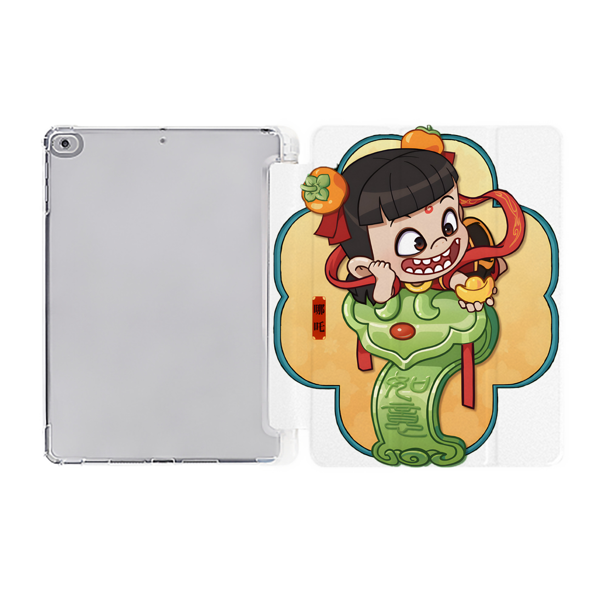 （画像用） Ne Zha 2 ナタ 魔童の大暴れ IPad ケース ペン収納付き 三つ折りスタンド PUレザー×シリコン 対応機種9.5/10.5/10.9インチ
